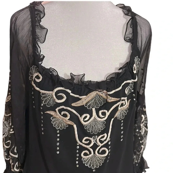 Vintage Collection off shoulder embroidered longsleeve tops size XL - Picture 6 of 9